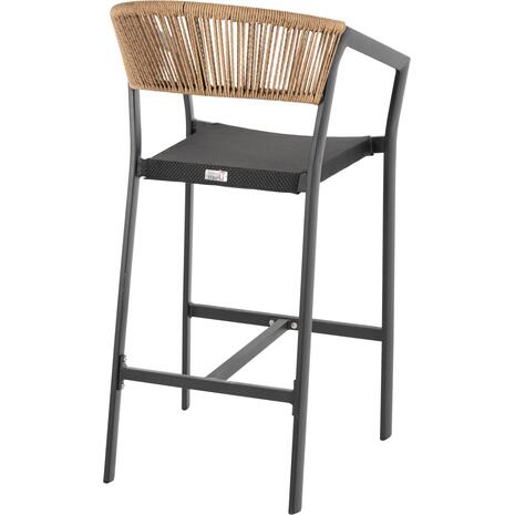 ΣΚΑΜΠΟ ΑΛΟΥΜΙΝΙΟΥ MIRI ΜΑΥΡΟ ΜΕ ΜΠΡΑΤΣΑ-RATTAN ΜΠΕΖ & TEXTLINE HM5892.05 56x58x105Y εκ. (Μπεζ)