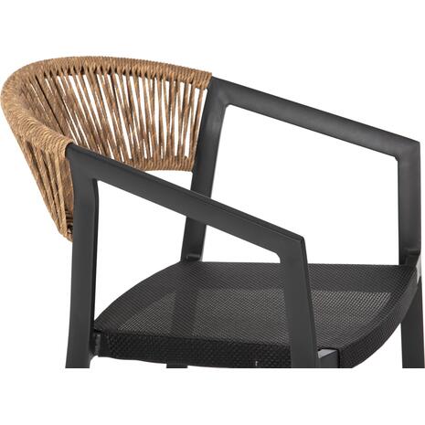 ΣΚΑΜΠΟ ΑΛΟΥΜΙΝΙΟΥ MIRI HM5892.15 ΜΕΣΑΙΟΥ ΥΨΟΥΣ RATTAN & TEXTLINE ΜΑΥΡΟ ΜΠΕΖ 55x56,5x99Υ