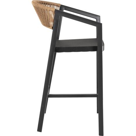 ΣΚΑΜΠΟ ΑΛΟΥΜΙΝΙΟΥ MIRI ΜΑΥΡΟ ΜΕ ΜΠΡΑΤΣΑ-RATTAN ΜΠΕΖ & TEXTLINE HM5892.05 56x58x105Y εκ. (Μπεζ)