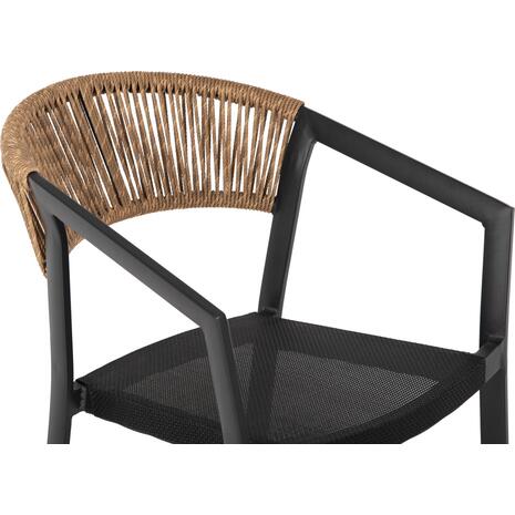 ΣΚΑΜΠΟ ΑΛΟΥΜΙΝΙΟΥ MIRI ΜΑΥΡΟ ΜΕ ΜΠΡΑΤΣΑ-RATTAN ΜΠΕΖ & TEXTLINE HM5892.05 56x58x105Y εκ. (Μπεζ)
