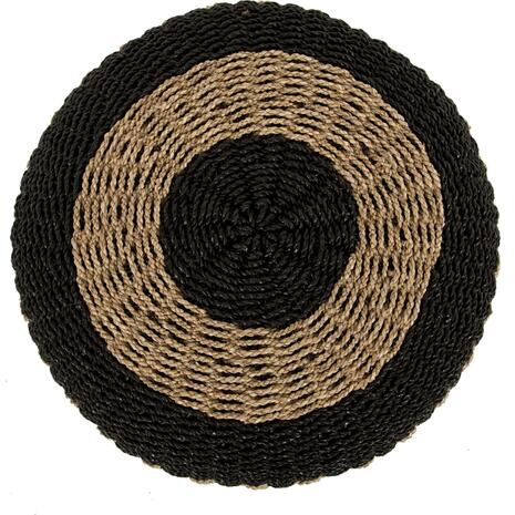 ΠΟΥΦ ΣΚΑΜΠΟ SARONI HM7851.02 SEAGRASS ΣΕ ΦΥΣΙΚΟ-ΜΑΥΡΟ ΧΡΩΜΑ Φ60x35Yεκ.