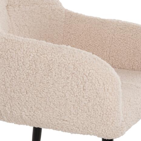 ΠΟΛΥΘΡΟΝΑ SHELLY HM8591.02 ΥΦΑΣΜΑ TEDDY ΛΕΥΚΟ-ΜΑΥΡΑ ΜΕΤΑΛΛΙΚΑ ΠΟΔΙΑ 57x55x87Yεκ. (σετ 2 τεμαχίων) (Λευκό)