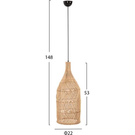 ΦΩΤΙΣΤΙΚΟ ΟΡΟΦΗΣ THEON HM7888 ΚΡΕΜΑΣΤΟ ΑΠΟ RATTAN ΣΕ ΦΥΣΙΚΟ ΧΡΩΜΑ Φ22x148Υ εκ.