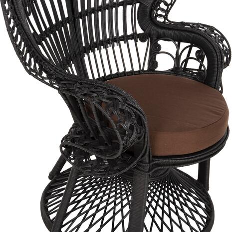 ΠΟΛΥΘΡΟΝΑ ROYAL PEACOCK HM9342.03 RATTAN ΜΑΥΡΟ-ΜΑΞΙΛΑΡΙ ΜΑΥΡΟ 114x72x150Yεκ. (Μαύρο)