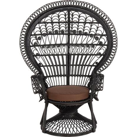 ΠΟΛΥΘΡΟΝΑ ROYAL PEACOCK HM9342.03 RATTAN ΜΑΥΡΟ-ΜΑΞΙΛΑΡΙ ΜΑΥΡΟ 114x72x150Yεκ. (Μαύρο)