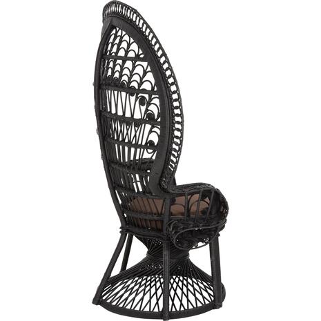 ΠΟΛΥΘΡΟΝΑ ROYAL PEACOCK HM9342.03 RATTAN ΜΑΥΡΟ-ΜΑΞΙΛΑΡΙ ΜΑΥΡΟ 114x72x150Yεκ. (Μαύρο)