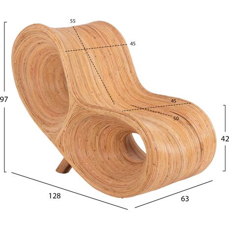 ΠΟΛΥΘΡΟΝΑ CURVY LOUNGE HM9645.01 ΑΠΟ RATTAN ΣΕ ΦΥΣΙΚΗ ΑΠΟΧΡΩΣΗ 63x128x97Y εκ.