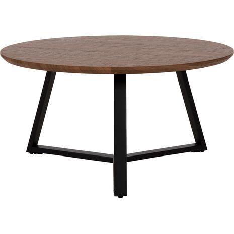 ΤΡΑΠΕΖΙ ΣΑΛΟΝΙΟΥ ΣΤΡΟΓΓΥΛΟ ROCKET HM9586.04 MDF WALNUT-ΜΑΥΡΗ ΣΑΓΡΕ ΒΑΣΗ Φ80x42Υεκ.