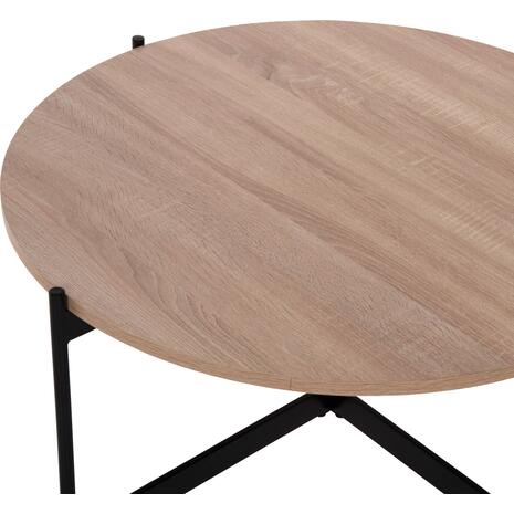 ΤΡΑΠΕΖΙ ΣΑΛΟΝΙΟΥ HM9588.03 MDF ΣΟΝΑΜΑ-ΜΑΥΡΗ ΜΕΤΑΛΛΙΚΗ ΒΑΣΗ Φ80x45Υεκ.