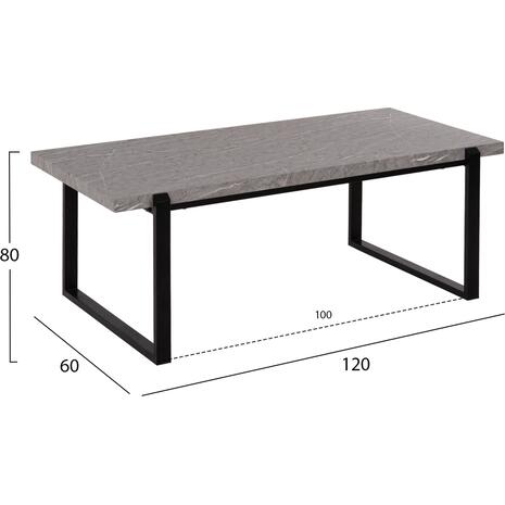 ΤΡΑΠΕΖΙ ΣΑΛΟΝΙΟΥ SHABEN HM9585.02 MDF ΓΚΡΙ ΜΑΡΜΑΡΟ-ΜΑΥΡΗ ΜΕΤΑΛΛΙΚΗ ΒΑΣΗ 120x60X46Yεκ.