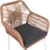 ΠΟΛΥΘΡΟΝΑ TOPIN HM6048.01 ΑΛΟΥΜΙΝΙΟ ΛΕΥΚΟ-P.E. RATTAN ΑΝΟΙΧΤΟ ΚΑΦΕ-ΜΑΞΙΛΑΡΙ ΓΚΡΙ 58x60x83Υ εκ