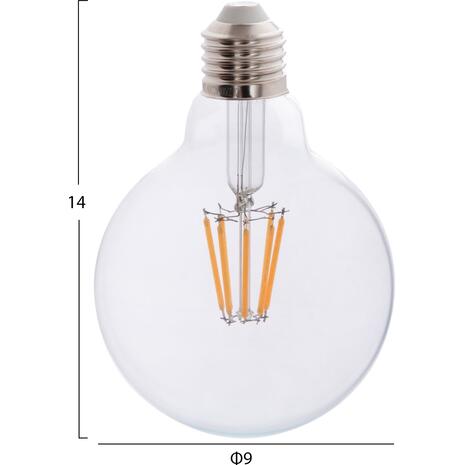 ΛΑΜΠΤΗΡΑΣ GLOBO LED FILAMENT 8W E27 2700K ΔΙΑΦΑΝΟΣ DIMMABLE HM4050.01
