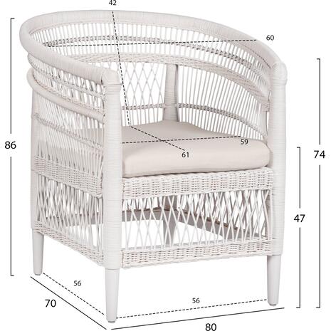 ΠΟΛΥΘΡΟΝΑ MALAWI HM9635.02 ΞΥΛΟ ΜΑΟΝΙ ΜΕ RATTAN ΛΕΥΚΟ--Β'ΔΙΑΛΟΓΗΣ 80x70x86Υεκ. (Λευκό)