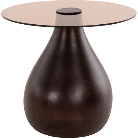 ΒΟΗΘΗΤΙΚΑ ΤΡΑΠΕΖΑΚΙΑ 2ΤΜΧ CHANG HM9668 ΞΥΛΟ MANGO-ΓΥΑΛΙ TOP Φ55x49,5Υ & Φ40x36,5Υεκ.
