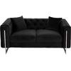 ΚΑΝΑΠΕΣ τ.CHESTERFIELD MOBAR HM3262.04 ΜΑΥΡΟ ΒΕΛΟΥΔΟ-ΜΕΤΑΛΛΙΚΑ ΠΟΔΙΑ 154x85x68Υεκ