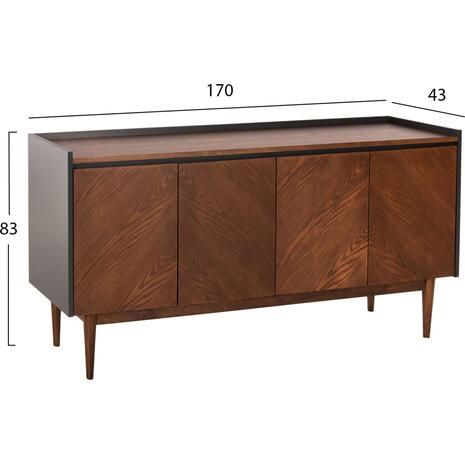 ΜΠΟΥΦΕΣ BEEN HM9740 MDF ΣΕ ΣΚΟΥΡΟ ΓΚΡΙ & ΚΑΡΥΔΙ ΚΑΠΛΑΜΑ 170x43x83Υεκ.