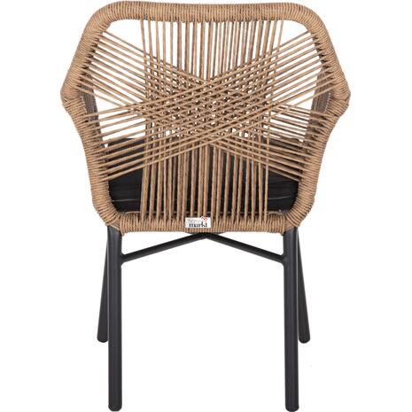 ΠΟΛΥΘΡΟΝΑ TOPIN HM6048.02 ΑΛΟΥΜΙΝΙΟ ΜΑΥΡΟ-P.E. RATTAN ΜΠΕΖ-ΜΑΞΙΛΑΡΙ ΜΑΥΡΟ 57x65x84Υ εκ