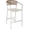 ΣΚΑΜΠΟ ΑΛΟΥΜΙΝΙΟΥ MIRI ΛΕΥΚΟ ΜΕ ΜΠΡΑΤΣΑ RATTAN & TEXTLINE 56x58x105Yεκ. HM5892.22