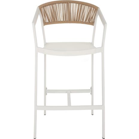 ΣΚΑΜΠΟ ΑΛΟΥΜΙΝΙΟΥ MIRI ΛΕΥΚΟ ΜΕ ΜΠΡΑΤΣΑ RATTAN & TEXTLINE 56x58x105Yεκ. HM5892.22