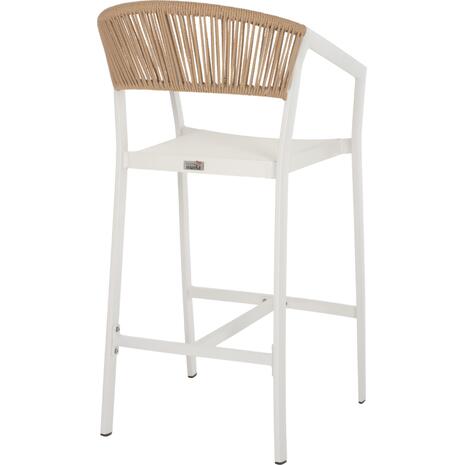 ΣΚΑΜΠΟ ΑΛΟΥΜΙΝΙΟΥ MIRI ΛΕΥΚΟ ΜΕ ΜΠΡΑΤΣΑ RATTAN & TEXTLINE 56x58x105Yεκ. HM5892.22