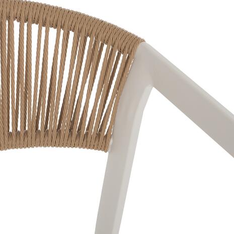 ΣΚΑΜΠΟ ΑΛΟΥΜΙΝΙΟΥ MIRI ΛΕΥΚΟ ΜΕ ΜΠΡΑΤΣΑ RATTAN & TEXTLINE 56x58x105Yεκ. HM5892.22