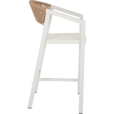ΣΚΑΜΠΟ ΑΛΟΥΜΙΝΙΟΥ MIRI ΛΕΥΚΟ ΜΕ ΜΠΡΑΤΣΑ RATTAN & TEXTLINE 56x58x105Yεκ. HM5892.22