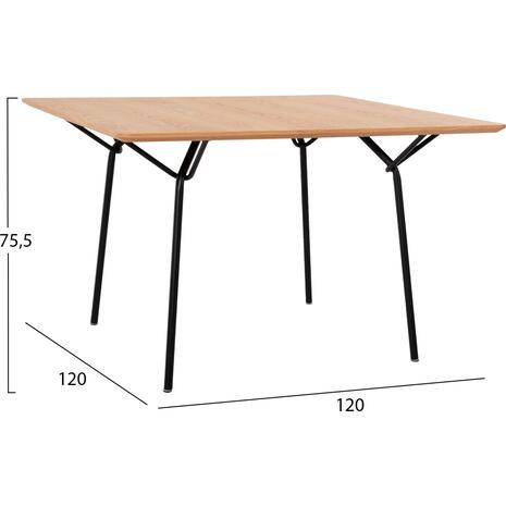 ΤΡΑΠΕΖΙ ΤΡΑΠΕΖΑΡΙΑΣ TRENK HM9614.01 MDF ΜΕ ΚΑΠΛΑΜΑ ΔΡΥΟΣ ΦΥΣΙΚΟ-ΜΑΥΡΟ ΜΕΤΑΛΛΟ 120x120x75Υεκ.
