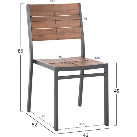 ΚΑΡΕΚΛΑ ΑΛΟΥΜΙΝΙΟΥ SAGA HM6063.02 ΣΚΟΥΡΟ ΓΚΡΙ ΜΕ POLYWOOD 46x52x86Υεκ.