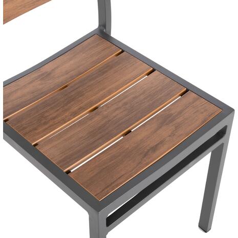 ΚΑΡΕΚΛΑ ΑΛΟΥΜΙΝΙΟΥ SAGA HM6063.02 ΣΚΟΥΡΟ ΓΚΡΙ ΜΕ POLYWOOD 46x52x86Υεκ.