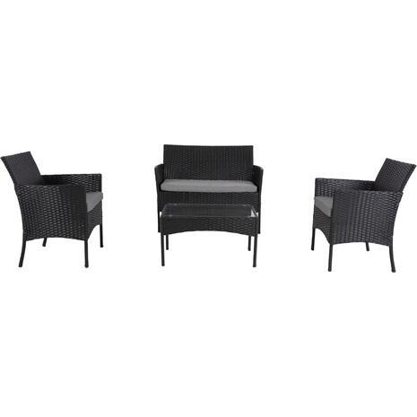 ΣΕΤ ΣΑΛΟΝΙ 4ΤΜΧ STASIA HM6089.10 ΣΥΝΘ.RATTAN ΜΑΥΡΟ-ΓΚΡΙ ΜΑΞΙΛΑΡΙΑ