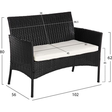 ΣΕΤ ΣΑΛΟΝΙ 4ΤΜΧ STASIA HM6089.04 ΣΥΝΘ.RATTAN ΜΑΥΡΟ-ΜΠΕΖ ΜΑΞΙΛΑΡΙΑ