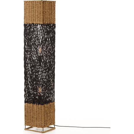 ΦΩΤΙΣΤΙΚΟ ΔΑΠΕΔΟΥ HM4355 ΜΕΤΑΛΛΟ-PAPER ROPE ΣΕ ΜΠΕΖ ΑΜΜΟΥ-ΜΑΥΡΟ 21x21x119,5Υεκ.