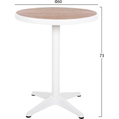 ΤΡΑΠΕΖΙ ΑΛΟΥΜΙΝΙΟΥ ΣΤΡΟΓΓΥΛΟ ALEXA HM6086.02 ΛΕΥΚΟ-POLYWOOD TOP ΦΥΣΙΚΟ Φ60x73Υεκ.