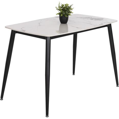 ΤΡΑΠΕΖΙ RAVEN HM9854.01 ΚΕΡΑΜΙΚΟ TOP ΜΑΤ ΛΕΥΚΟ ΜΑΡΜΑΡΟ-ΜΑΥΡΟ ΜΕΤΑΛΛΟ 120x70x73Υεκ.