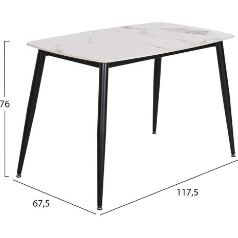ΤΡΑΠΕΖΙ RAVEN HM9854.01 ΚΕΡΑΜΙΚΟ TOP ΜΑΤ ΛΕΥΚΟ ΜΑΡΜΑΡΟ-ΜΑΥΡΟ ΜΕΤΑΛΛΟ 120x70x73Υεκ.