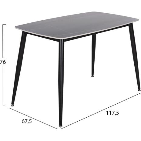 ΤΡΑΠΕΖΙ RAVEN HM9854.03 ΚΕΡΑΜΙΚΟ TOP ΓΚΡΙ ΜΑΡΜΑΡΟ-ΜΑΥΡΟ ΜΕΤΑΛΛΟ 117,5x67,5x76Υεκ.
