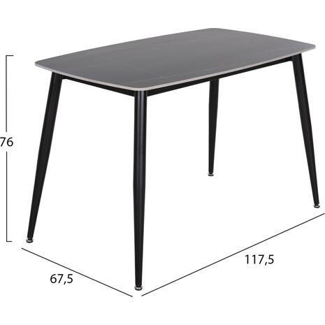 ΤΡΑΠΕΖΙ RAVEN HM9854.02 ΚΕΡΑΜΙΚΟ TOP ΜΑΥΡΟ ΜΑΡΜΑΡΟ-ΜΑΥΡΟ ΜΕΤΑΛΛΟ 120x70x73Υεκ.