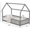 ΚΡΕΒΑΤΙ ΠΑΙΔΙΚΟ ΜΕ ΚΑΓΚΕΛΑ PHYLLIS HM679.05 τ.MONTESSORI ΞΥΛΟ ΠΕΥΚΟ ΓΚΡΙ-190x90εκ.