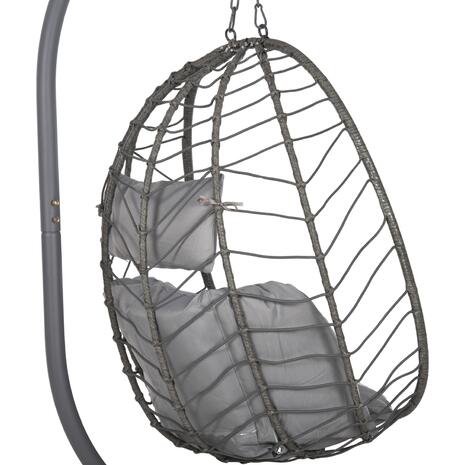 ΚΡΕΜΑΣΤΗ ΠΟΛΥΘΡΟΝΑ ΦΩΛΙΑ MILLIE HM5997.10 ΜΕΤΑΛΛΟ-ΣΥΝΘ.RATTAN ΓΚΡΙ 90x75x190Υεκ.