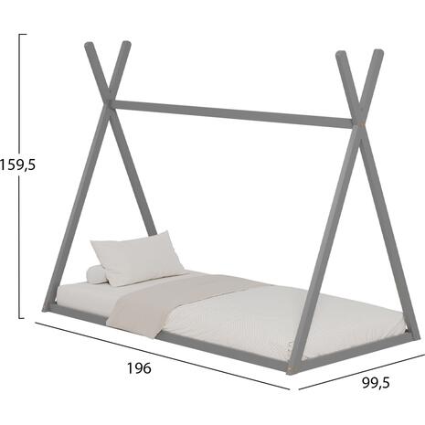 ΚΡΕΒΑΤΙ ΠΑΙΔΙΚΟ MUNK HM681.05 τ.MONTESSORI ΜΑΣΙΦ ΞΥΛΟ ΠΕΥΚΟΥ ΓΚΡΙ- 190x90εκ