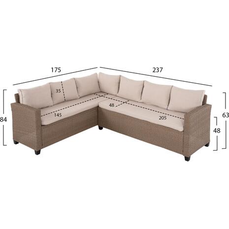 ΣΕΤ ΣΑΛΟΝΙ ΓΩΝΙΑ & ΤΡΑΠΕΖΙ CARSON HM6078.02 ΜΟΚΑ ΣΥΝΘ.RATTAN-ΜΑΞΙΛΑΡΙΑ