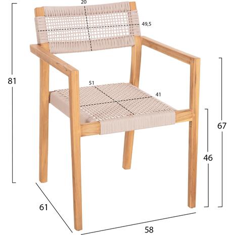 ΠΟΛΥΘΡΟΝΑ CHARLOTTE HM9637.07 ΞΥΛΟ TEAK & ΜΠΕΖ ΣΧΟΙΝΙ--B'ΔΙΑΛΟΓΗΣ 58x61x81Yεκ.