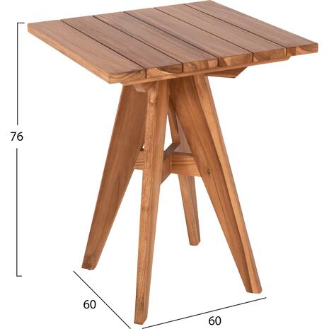 ΤΡΑΠΕΖΙ ΤΕΤΡΑΓΩΝΟ LEO HM9860.11 ΜΑΣΙΦ ΞΥΛΟ ΤΕΑΚ 60x60x75Υεκ.