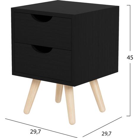 ΚΟΜΟΔΙΝΟ DINKL HM2472.02 ΜΕΛΑΜΙΝΗ-2 ΣΥΡΤΑΡΙΑ-WENGE 29,5x29,5x45Υεκ