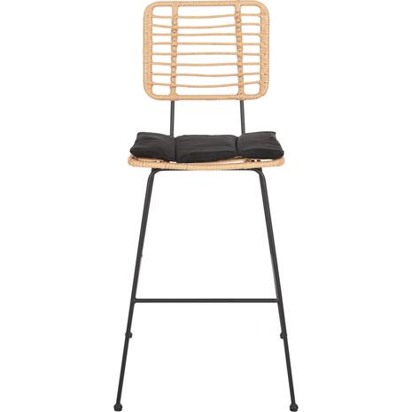 ΣΚΑΜΠΟ ΜΠΑΡ ALLEGRA HM5455.11 ΜΕΤΑΛΛΟ&ΜΑΞΙΛΑΡΙ ΜΑΥΡΟ-WICKER ΜΠΕΖ 56x59x116,5Υεκ.