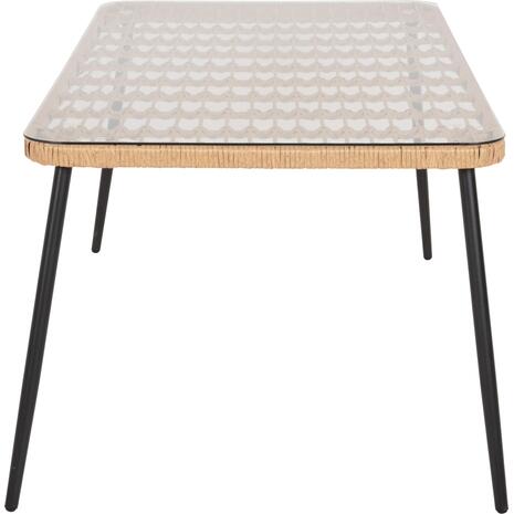 ΤΡΑΠΕΖΙ ΟΡΘΟΓΩΝΙΟ ALLEGRA HM5538.11 ΜΕΤΑΛ.ΜΑΥΡΟ-P.E. RATTAN ΦΥΣΙΚΟ 159,5x89,5x72Υεκ.