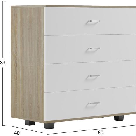ΣΥΡΤΑΡΙΕΡΑ ME 4 ΣΥΡΤΑΡΙΑ THORG HM8996.04 ΜΕΛΑΜΙΝΗ ΣΕ SONAMA-ΛΕΥΚΟ 80x40x83Yεκ.