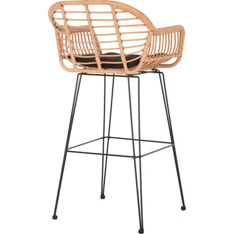 ΣΚΑΜΠΟ ΜΠΑΡ ΨΗΛΟ ALLEGRA HM5640.11 ΜΠΕΖ P.E. RATTAN-ΜΑΥΡΟ ΜΕΤΑΛΛΟ 54x55x108Υεκ.