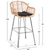 ΣΚΑΜΠΟ ΜΠΑΡ ΨΗΛΟ ALLEGRA HM5640.11 ΜΠΕΖ P.E. RATTAN-ΜΑΥΡΟ ΜΕΤΑΛΛΟ 54x55x108Υεκ.