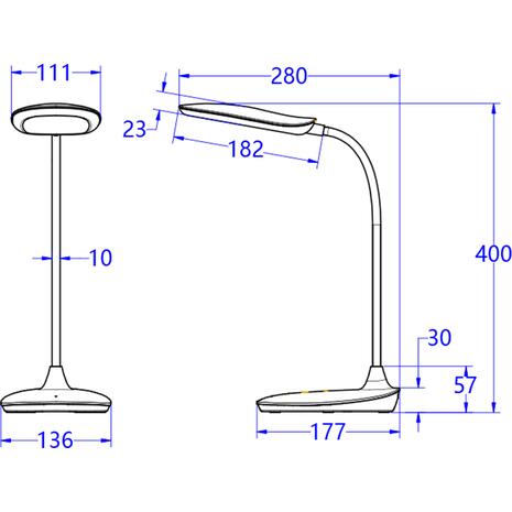 ΦΩΤΙΣΤΙΚΟ ΓΡΑΦΕΙΟΥ LED BLAIN HM4444.03 ΓΑΛΑΖΙΟ-ΛΕΥΚΟ ABS 13,6x17,7x40Υ εκ.